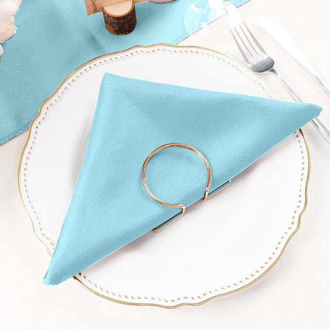 Efavormart Premium Cloth Napkins Set of 10, 20x20 Inch Light Blue Seamless Dinner Napkins, Washable Linen Table Napkin Cloth with Hemmed Edges for Weddings, Party and Banquet - Image 2