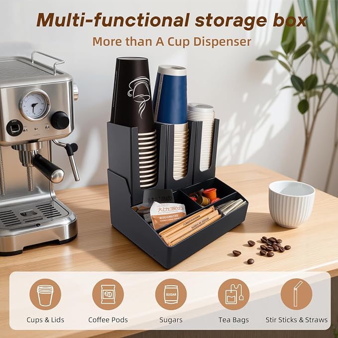 Cup and Lid Holder,Coffee Station Organizer,for Countertop Sugar Packets, Tea Bags, Cup and Lid - Image 2