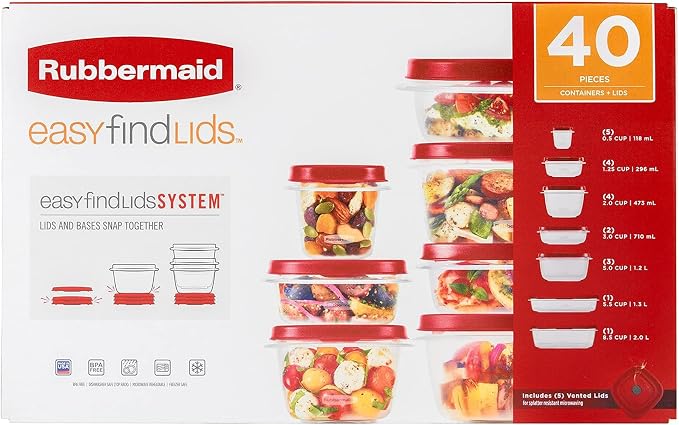 Rubbermaid 42-Piece Food Storage Containers with Lids | Clear Plastic Stackable Kitchen Organization with Microwave Vented Snapping Cover - Image 7
