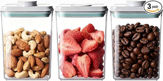 Pop Food Storage Containers Set Airtight Food Storage Containers with Pop Lids, Kitchen Pantry Organization and Storage, Cereal, Rice, Flour, Pasta & Snack Container, BPA Free, 3 x 1.2Qt by Unknown