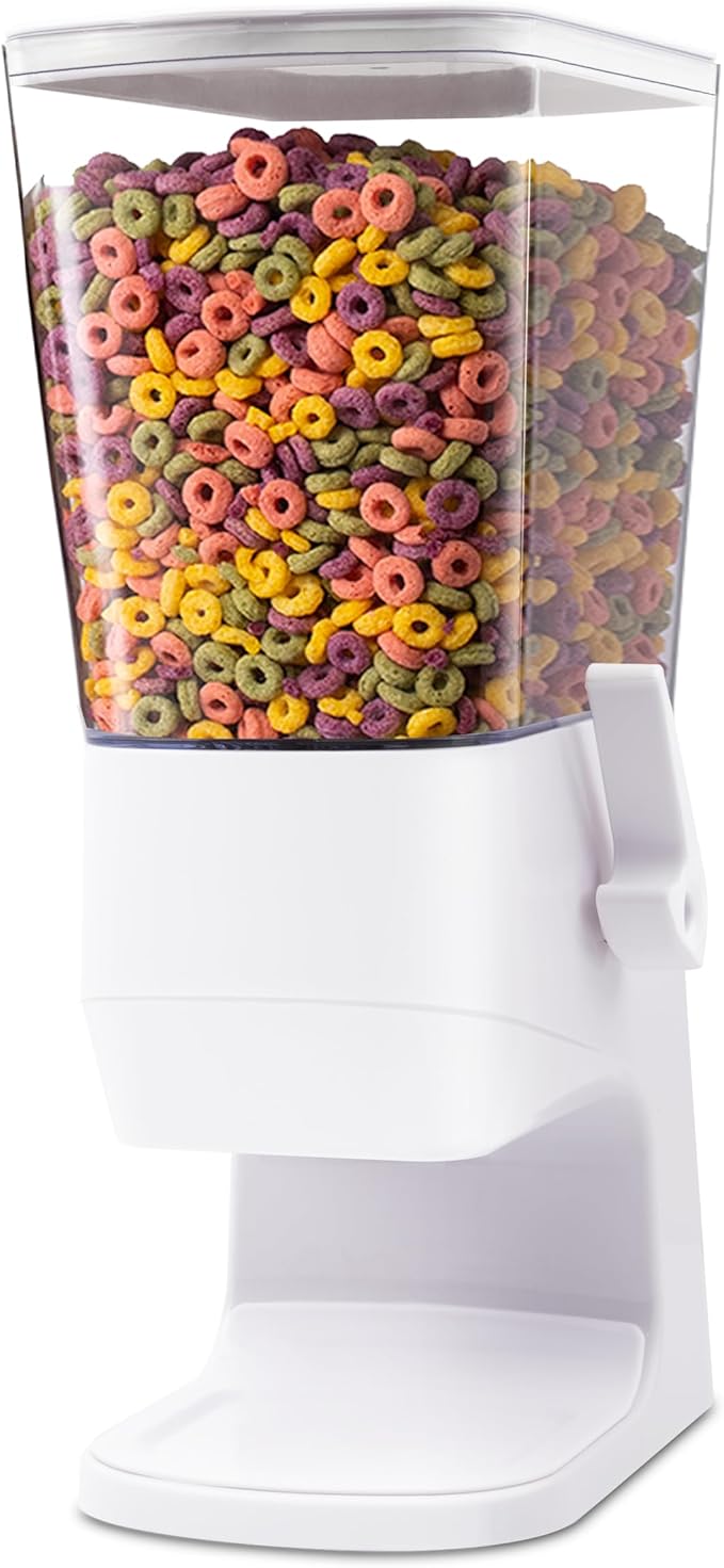 Cereal Dispenser Countertop,Cereal Containers Storage Snack Dispenser for Pantry, 3.2L Dry Food Dispenser for Grains, Nuts, Snack,Oatmeal, Pet food, White, 1Pc by ZeadesignNewProductNewLife