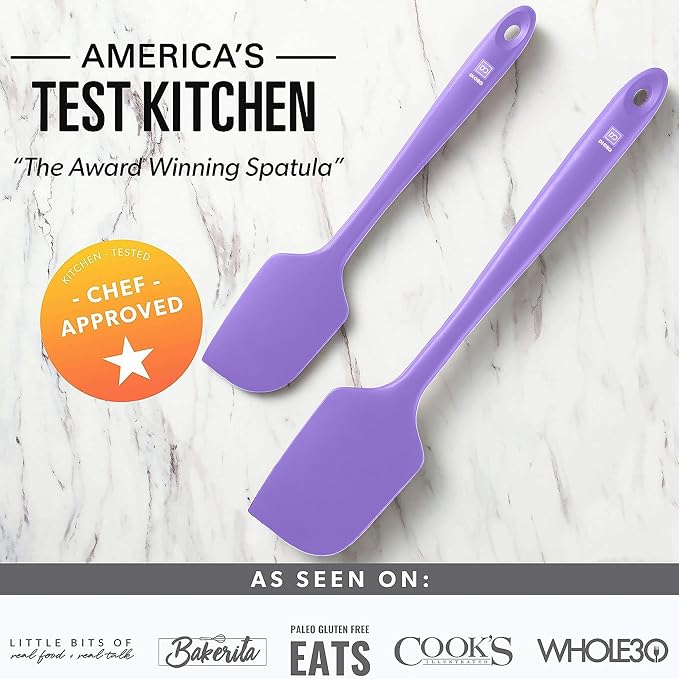 DI ORO Silicone Spatula Set - Rubber Kitchen Spatulas for Baking, Cooking, & Mixing - 600°F Heat-Resistant & BPA Free Silicone Scraper Spatulas for Nonstick Cookware - Dishwasher Safe (5pc, Lavender) - Image 7