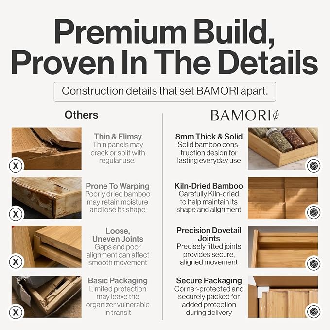 Bamboo Spice Drawer Organizer, Expandable 12 to 23 Inch Insert Holds 48 Jars, 4 Tier Seasoning Rack for Kitchen Drawer or Countertop, Adjustable Wood Spice Organizer - Image 3