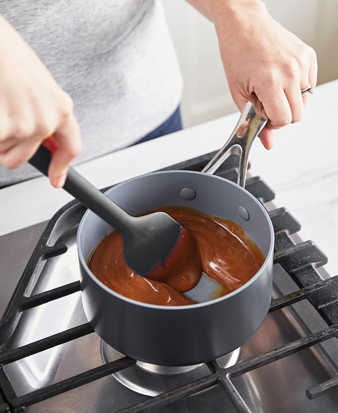 GreenPan Silicone 7 Piece Utensil & Crock Set, Cooking Kitchen Utensil, Flexible Rubber Nonstick Cookware, Rigid Steel Core, Heat-Resistant, Anti-Slip Handle, BPA-Free, Dishwasher Safe, Charcoal Gray - Image 5