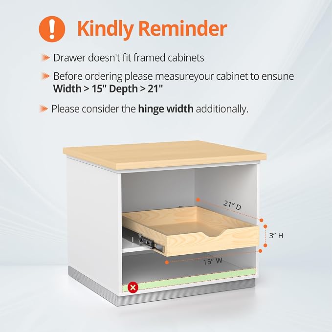 ZOINLIY Wooden Pull Out Cabinet Organizer, 21'' Deep Slide Out Drawer | Kitchen Organizers and Storage, Soft Close, Heavy Duty, Full-Extension - Image 7