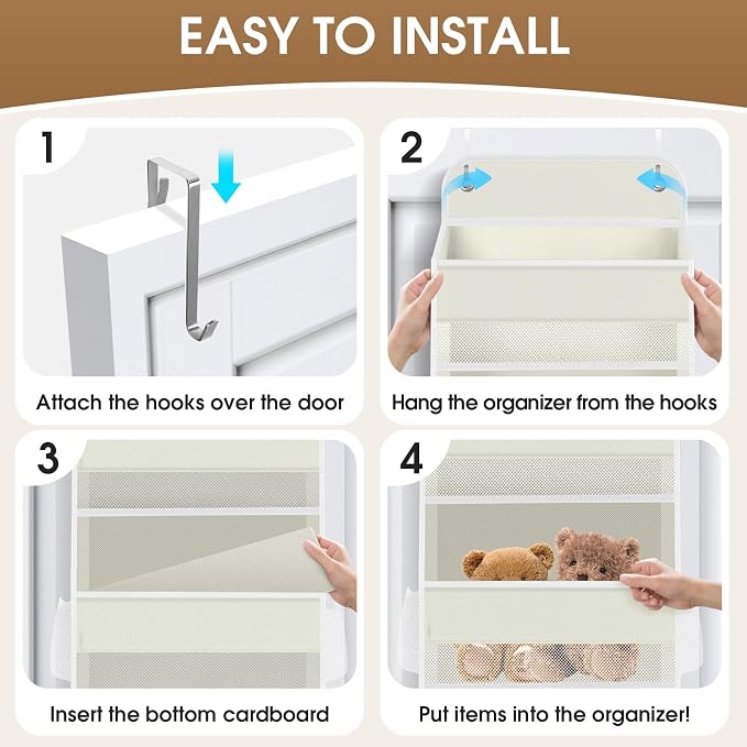 1Pack Over The Door Organizer Large Capacity Hanging Storage Room Organizer | 40 lb Capacity, Ultra-Sturdy, Detachable, Mesh Design with Clear Window, Space-Saving Organizer for Pantry, Nursery & Closet - Image 3