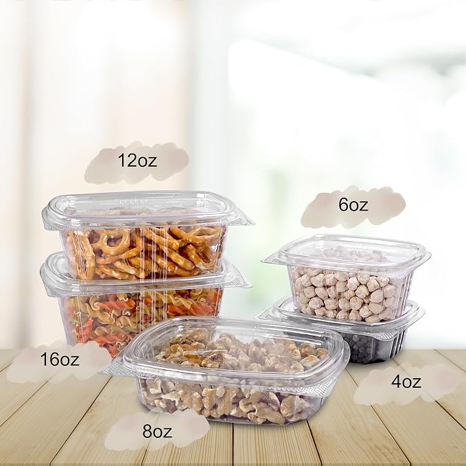 6oz RPET Clear Hinged Lid Deli Container - 400Pcs - Image 5