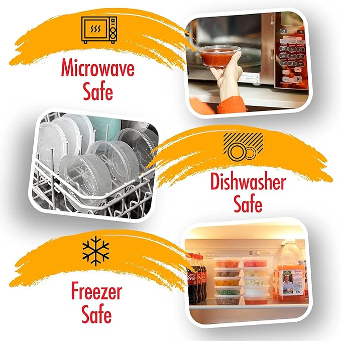 Deli Containers with Lids Leakproof - 240 Pack BPA-Free Plastic Microwaveable Clear Food Storage Container Premium Heavy-Duty Quality, Freezer & Dishwasher Safe (8oz 240 Sets) - Image 5