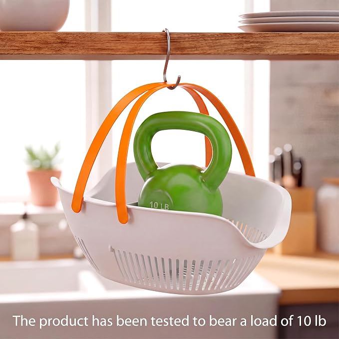 Nuogo 2 Pcs Garden Harvest Basket Removable Partitions with Tool Caddy for Collecting Carrying and Cleaning Harvesting Basket Doubles Colander for Vegetables and Fruits Garden Accessories (White) - Image 3