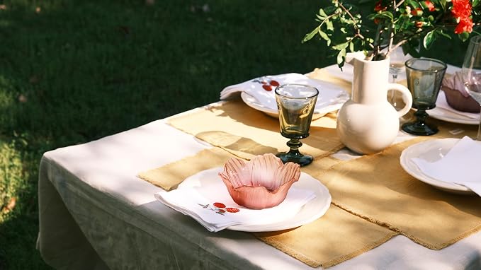 Linen Napkins Set of 4-100% Pure White Linen Embroidered Dinner Napkins 19 x 19 Inch for Spring, Summer, Memorial Day (Berry Harvest Collection) - Image 4