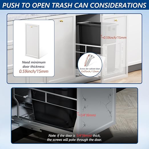 Insputer Pull Out Trash Can Under Cabinet with Soft-Close Slides | Space Saving, Heavy Duty, Garbage Can Not Included, Under Sink Bin Kit for Home Kitchen, Requires Min Cabinets 12" W X 18" D - Image 5