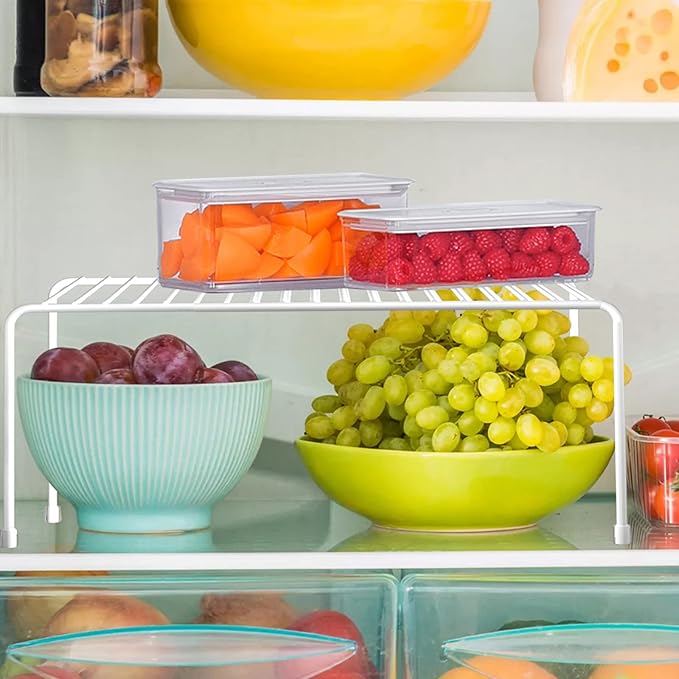 Orgneas Expandable Cabinet Shelf Organizer, Rustproof Metal Shelf Riser Kitchen Counter Storage Organizer Rack for Fridge, Cabinet, Pantry and Bathroom with Scratch Resistant Feet, 2 Sets - Image 2