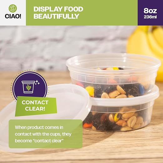 CIAO! 8OZ PP Injection Molded Soup-Deli Container with LLDPE Lid, Microwavable and BPA Free (240/240 combo pack) - Image 6
