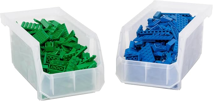 Medium Stackable Plastic Storage Bins, 8-Pack, Clear | Open-Front Stackable Bins For Garage, Pantry, Closet & Office, 11"L X 5,5"W X 5"H, Nests When Empty, Durable Plastic, - Image 9