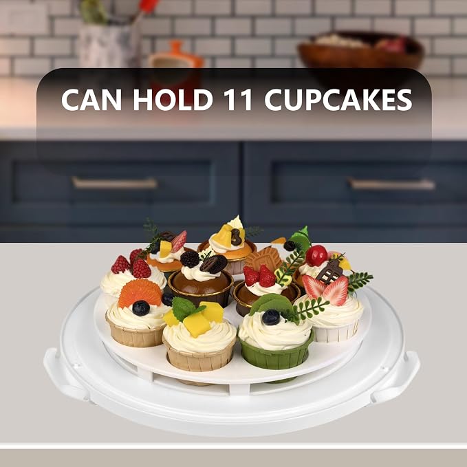 Round Cake Carrier Box with Lid and Handle, Transportation Insulated Bag for Cakes, Cupcakes and Pies, Triple Locking Design for Safe Transportation (Grey, 12 * 12 * 7.9 Inch) - Image 4