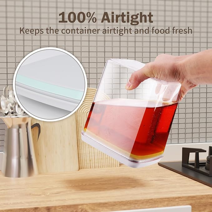 Melovom 8 Pcs Pop Food Storage Containers Airtight Food Storage Containers Set with Lids Kitchen Pantry Organization and Storage, 3.4Qt, 2.8Qt, 2.1Qt, 1.2Qt - Image 5