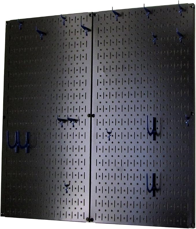 Wall Control Kitchen Pegboard Organizer Pots and Pans Pegboard Pack Storage and Organization Kit with Black Wall Board and Blue Accessories - Image 2
