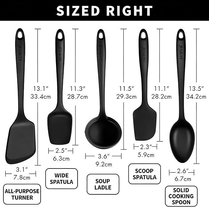 5PCS Silicone Kitchen Utensils Set, Heat Resistant Spatula Set | Cooking Tools Made of Food Grade BPA Free Silicone, Heat Resistant Design Protects Nonstick Cookware for Everyday Meals - Image 2