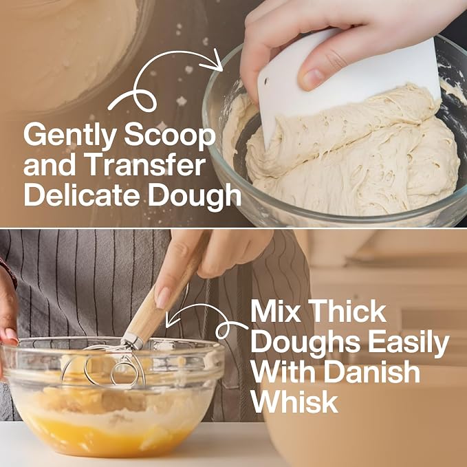 Sourdough Starter Kit | 9" Round & 10" Oval Banneton Bread Proofing Baskets | Sourdough Bread Baking Supplies with Silicone Sling Dough Whisk, Scrapers Lame, Detailed Guide & Recipes & more - Image 5
