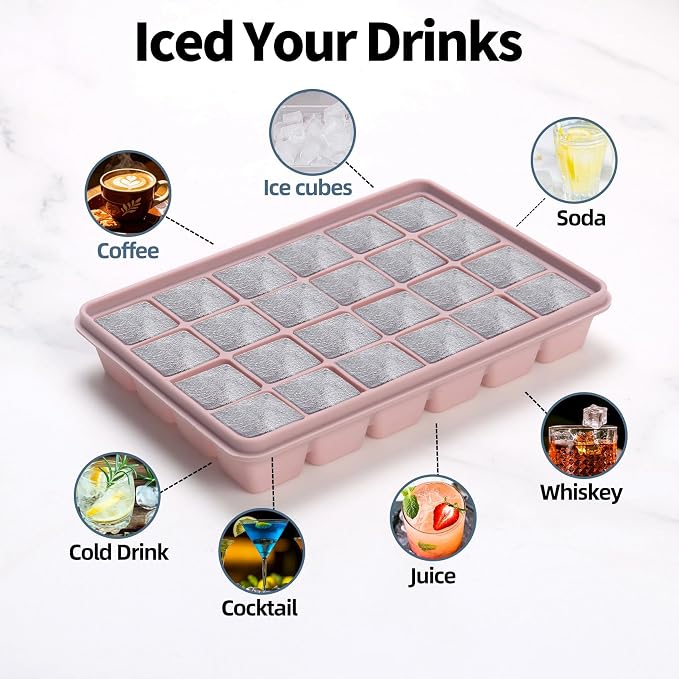 Silicone Ice Cube Trays with Lid, Set of 3, Easy Release Ice Molds, Reusable and Stackable Ice Trays for Freezer for Cocktail, Whiskey, Baby Food, BPA Free (Multicolour 3 Pack) - Image 7