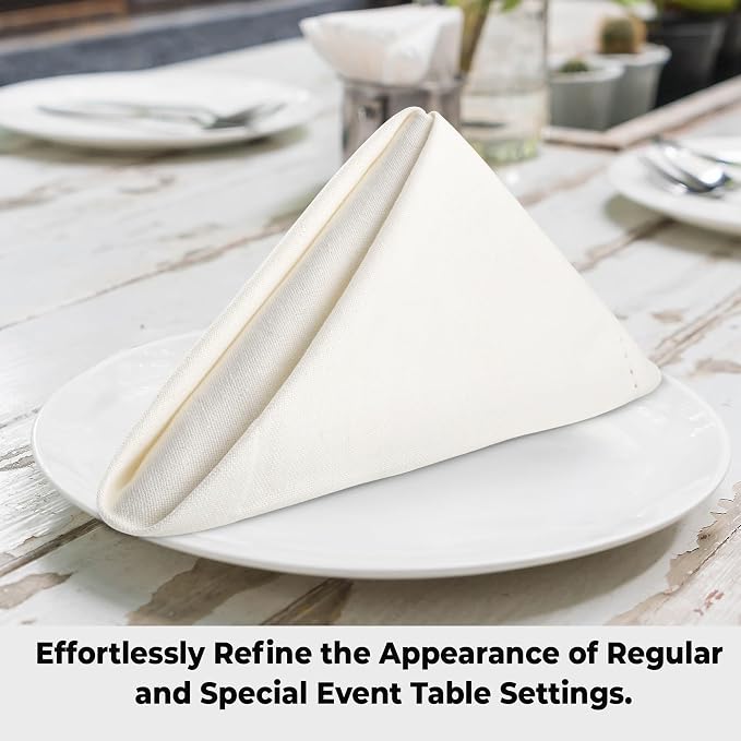 Urban Villa Hemstitch Cloth Dinner Napkins Cotton 20”x20” (Set of 6)- Ivory - Image 5