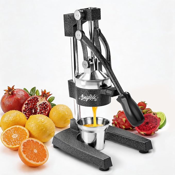 Manual Lemon Juicer Squeezer – Hand juicer Cast Iron | Heavy Duty Commercial-grade Hand Press, Orange Citrus Squeezer, Citrus Fruit Juicer -Stainless Steel,Easy to Clean Dark Grey by IMGROSE