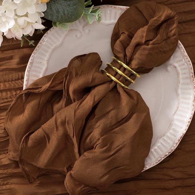 Cheesecloth Napkins Brown Cloth Napkins Bulk,Set of 50 | 21''x21'',Washable Boho Table Gauze Fabric Napkins,for Wedding Baby Bridal Shower Dinner Party Decor by Jimtx