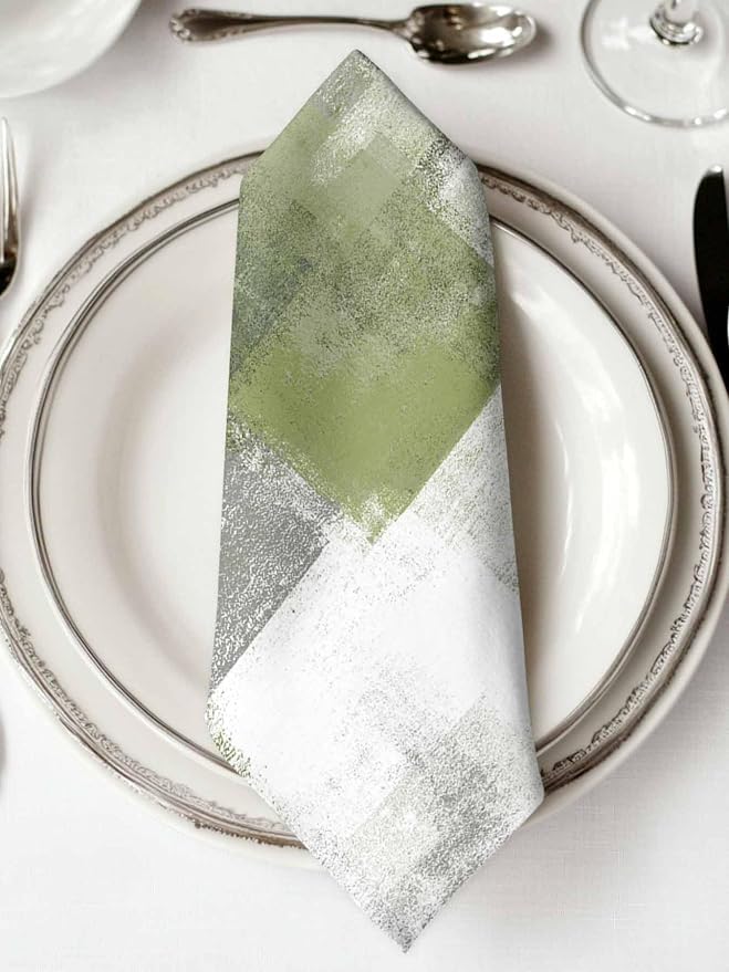 Sage Green Ombre Paint Cloth Napkins Washable Set of 6, 20 x 20 Inch Reusable Vintage Shabby Abstract Art Dinner Table Napkins Cloth Bulk for Weddings Kitchen Restaurants Hotel Events Parties - Image 2