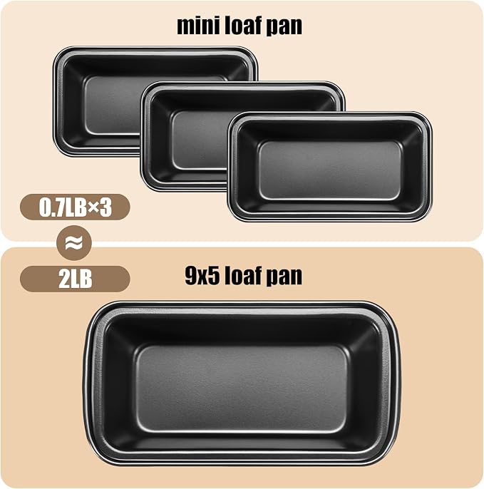Uiifan 12 Pack Extra Large Loaf Pans, 10.6 x 6 x 3 in, Gray | Non Stick Oversized Bread Pans, Big Rectangle Banana Bread Tins, Large Carbon Steel Baking Pan, for Halloween Party Baking - Image 4