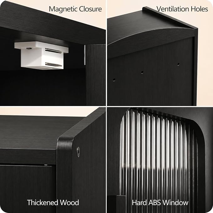 Premium Solid Wood Bread Box for Kitchen Countertop, 2-Tier Breadbox | Large Capacity, Corner Bread Box for Homemade Bread and Sourdough, Kitchen Countertop Organizer, Black - Image 4