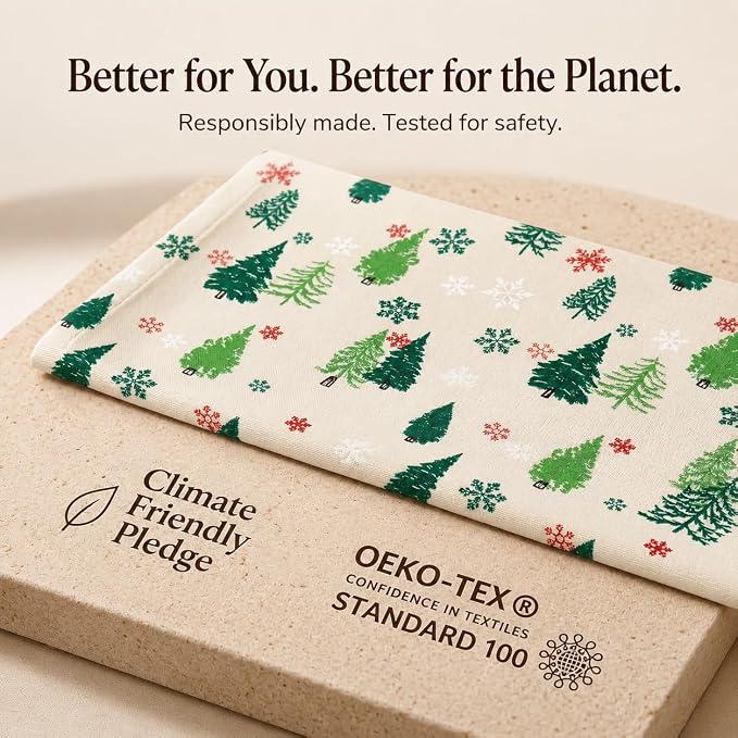 Urban Villa Kitchen Towels Cotton Dish Towels 20”x30” (Set of 6) Grn Tree Print - Image 9