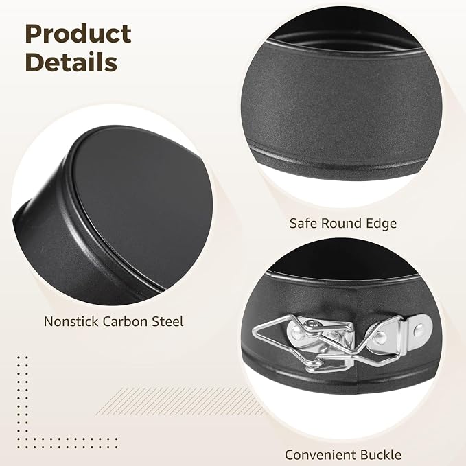 4 Inch Springform Pans, 8 Pcs Mini Springform Pans Set, Spring Form Pan For Cheesecake, 4 Pcs Round & 4 Pcs Heart Shaped Cake Pans, Non-Stick Carbon Steel, Removable Bottom - Image 4