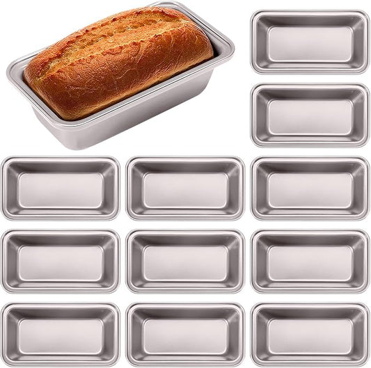 Uiifan 12 Pack Mini Loaf Pans, 6.1 x 3.3 x 2.1 in, Champagne Gold | Non Stick Small Bread Pans, Rectangle Banana Bread Tins, Tiny Carbon Steel Baking Pan, for Halloween Baking, Picnics, Party by Uiifan