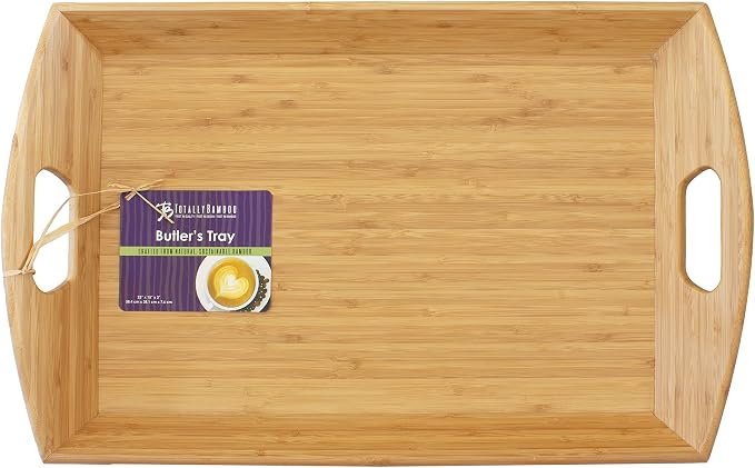 Totally Bamboo Butler's Serving Tray with Handles, Decorative Tray for Ottoman or Coffee Table, 23" x 15" - Image 8