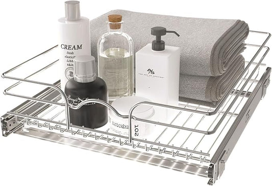 Rev-A-Shelf Steel Wire Pullout Drawer Organizer Shelf for Kitchen Cabinets, Slide Out Storage Basket, Min Opening Width of 17.5", 18" x 20", 5WB1-1820CR-1 by Rev-A-Shelf