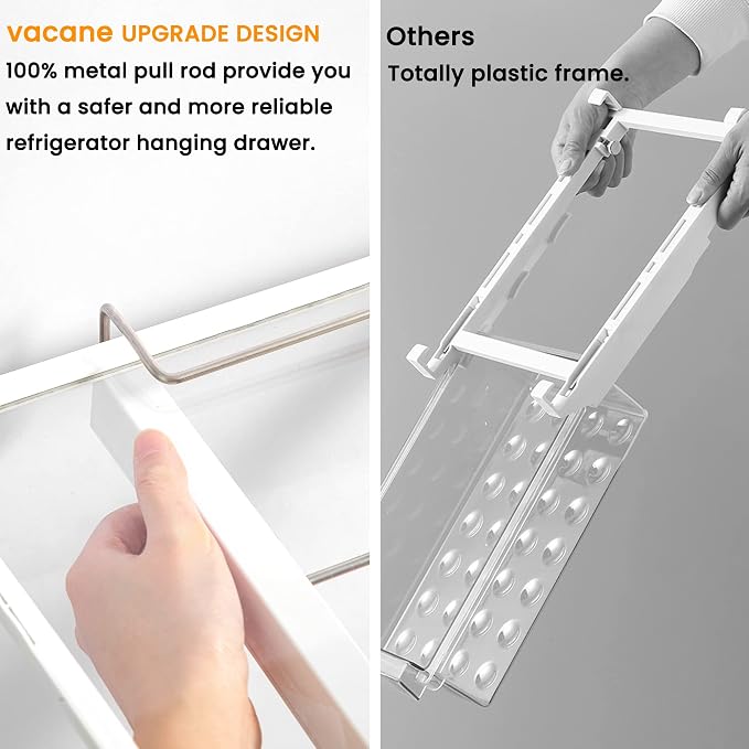 Large Refrigerator Drawer with Removable 28 Grid Egg Tray, Clear Egg Drawer for Fridge Organizer Bins, Fridge Storage Container Under Shelf Holder for Fruit,Vegetable,Meat,Cheese - Image 5