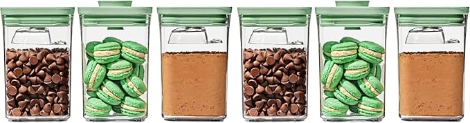 OXO Good Grips Airtight POP Container | Pistachio | Push Button Seal | For Sugar & Flour | 3 Containers with Mini Scoops, Pack of 2 by OXO