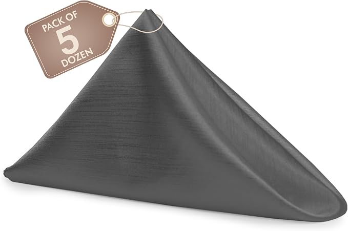 17x17-Inch Shantung Cloth Napkins, Charcoal, Set of 60 by UltimateTextile
