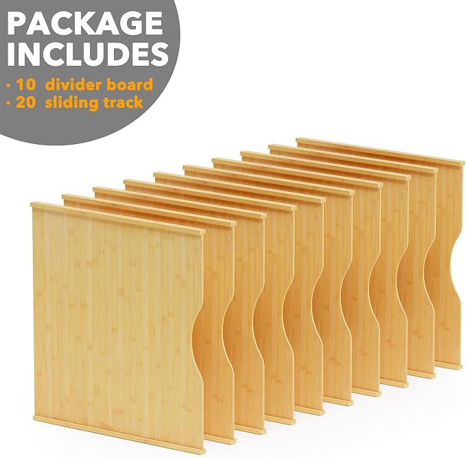 SpaceAid 10 Pack Tray Dividers for Cabinets, Bamboo Kitchen Cookie Baking Sheet Organizer for Cabinet, Vertical Pan and Trays Organizers for Pantry Storage - Image 7