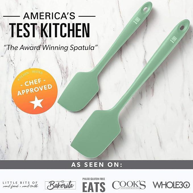 DI ORO Silicone Spatula Set - Rubber Kitchen Spatulas for Baking, Cooking, & Mixing - 600°F Heat-Resistant & BPA Free Silicone Scraper Spatulas for Nonstick Cookware - Dishwasher Safe (5pc, Sage) - Image 7