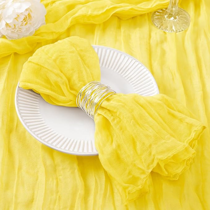 DeZerlor Lemon Yellow Washable Cheesecloth Napkins Set of 30 for Party | Reusable Summer Cloth Napkins Bulk, for Wedding Bridal Baby Shower Dinner Cocktail Birthday Home, 21x21 Inches by DeZerlor