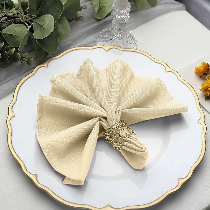 Efavormart Premium Cloth Napkins Set of 5, 17x17 Inch Beige Seamless Dinner Napkins, Washable Linen Table Napkin Cloth with Hemmed Edges for Weddings, Party and Banquet - Image 6