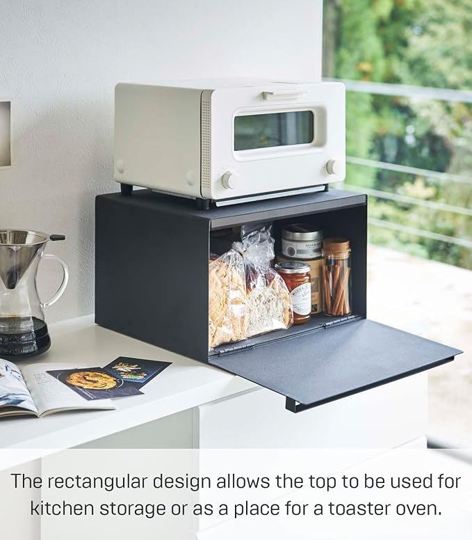 YAMAZAKI Home Tower Bread Box Keeper Holder Container, Metal Bread Holder Saver, Slim Space Saving Counter Storage - Horizontal - Steel | Sleek metal bread holder and saver container. Slim, space-saving design fits countertops. Adds practical everyday ... - Image 5