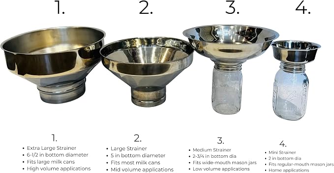 New Improved Large Stainless Steel Strainer for Milk, Maple Syrup, or Beverage (Strainer Only) - Image 4