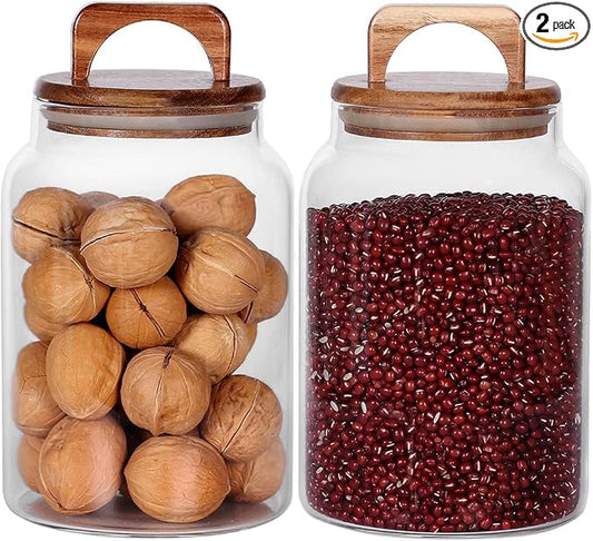 SAIOOL Canister Set of 2, Glass Kitchen Canisters by SAIOOL