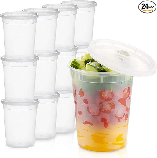 Deli Containers with Lids, Food Storage Containers with Lids 32 OZ (32 OZ -24 sets) by Unknown