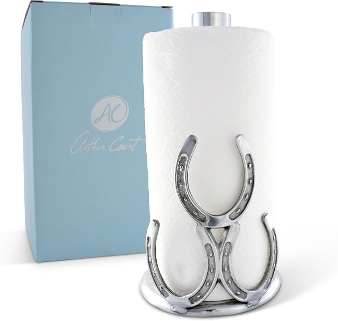 Arthur Court Horseshoe Paper Towel Holder - Decorative Aluminum Equestrian Kitchen Accessory - 12.5 Inch Tall - Image 8