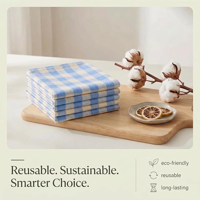 Urban Villa Kitchen Towels Cotton Dish Towels 20”x30” (Set of 6) Bluesand - Image 8