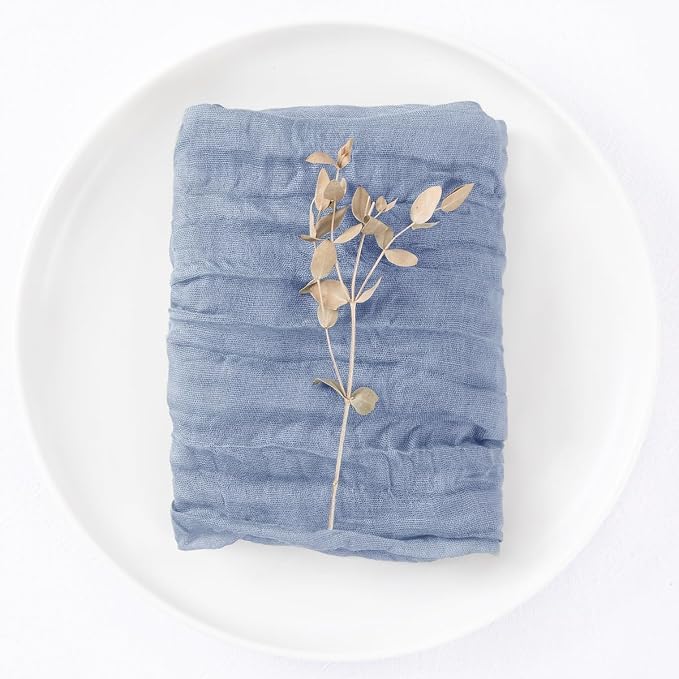 DeZerlor Dusty Blue Washable Cheesecloth Napkins Set of 30 for Wedding | Reusable Summer Cloth Napkins Bulk, for Bridal Baby Shower Dinner Cocktail Birthday Party, 21x21 Inches - Image 5