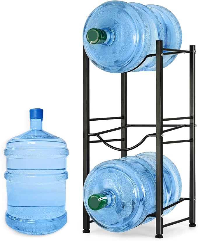smusei 5 Gallon Water Bottle Holder 3 Tier Water Cooler Jug Rack Shelf Organizer Detachable Heavy Duty Kitchen Water Bottle Storage Rack for Home, Office, Black - Image 7